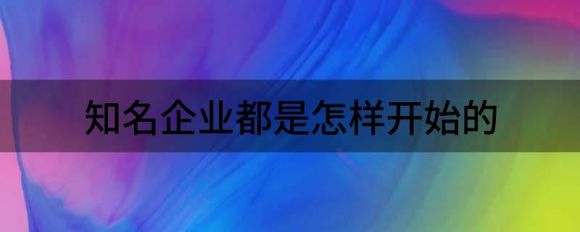 知名企业是如何开始的(分析世界知名企业是如何一步步做起的)