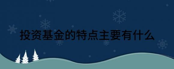 投资基金的主要特点是什么(解读投资基金的优势)