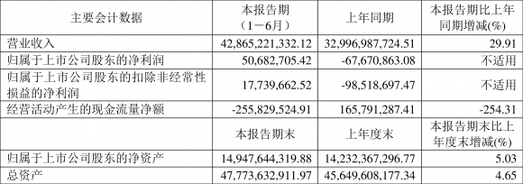 601212白银有色半年报（2022年上半年盈利5068.27万元）