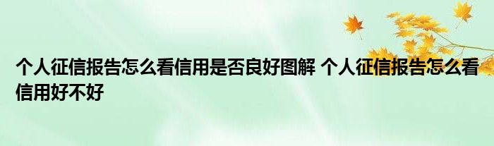 如何看待个人征信报告信用是否良好？