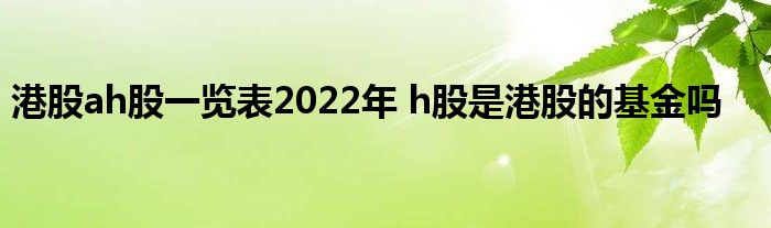 港股ah2022年的股票清单h股票是香港股票的基金