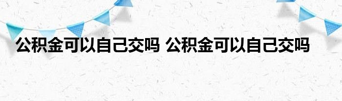 公积金能自己交吗？