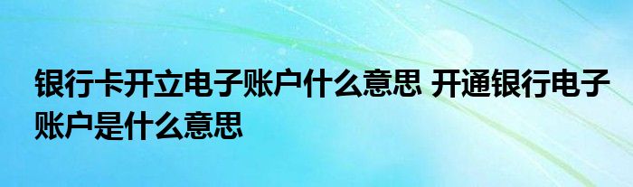 开银行卡电子账户是什么意思？