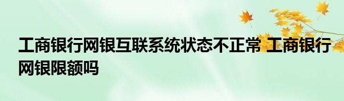 工商银行网银互联系统状态不正常 工商银行网银限额