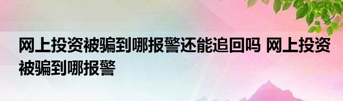 网上投资被骗到哪报警还能追回？