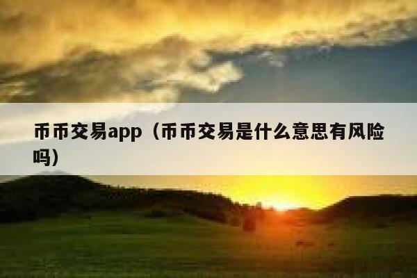 币币交易app（币币交易是什么意思有风险吗）