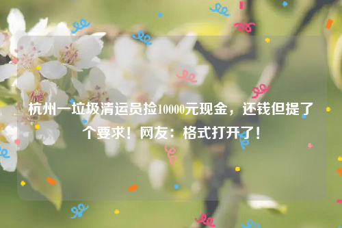 杭州一垃圾清运员捡10000元现金，还钱但提了个要求！网友：格式打开了！