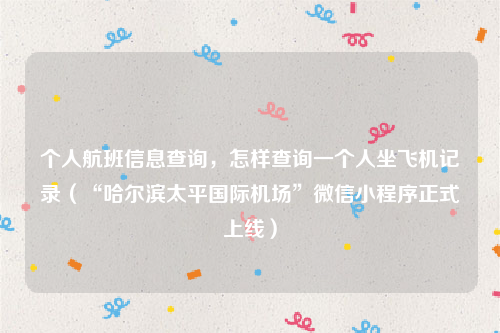 个人航班信息查询，怎样查询一个人坐飞机记录（“哈尔滨太平国际机场”微信小程序正式上线）