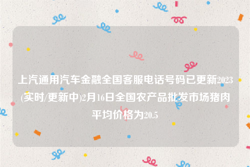 上汽通用汽车金融全国客服电话号码已更新2023(实时/更新中)2月16日全国农产品批发市场猪肉平均价格为20.5