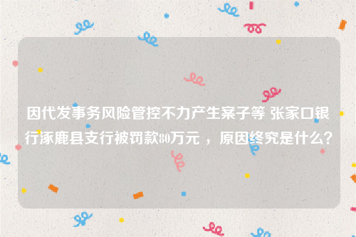 因代发事务风险管控不力产生案子等 张家口银行涿鹿县支行被罚款80万元 ，原因终究是什么？