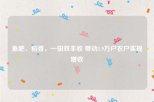 鱼肥、稻香，一田双丰收 带动1.9万户农户实现增收