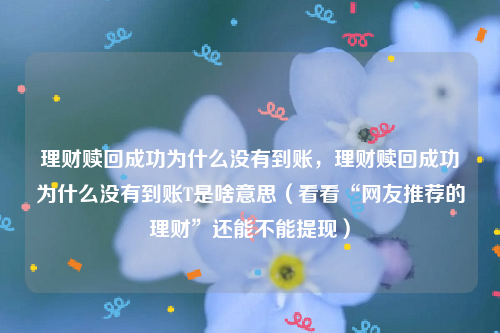 理财赎回成功为什么没有到账，理财赎回成功为什么没有到账T是啥意思（看看“网友推荐的理财”还能不能提现）