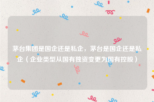 茅台集团是国企还是私企，茅台是国企还是私企（企业类型从国有独资变更为国有控股）