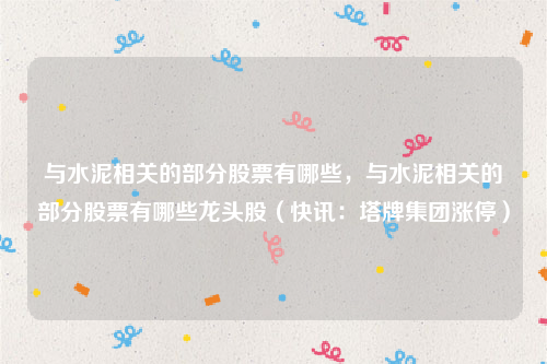 与水泥相关的部分股票有哪些，与水泥相关的部分股票有哪些龙头股（快讯：塔牌集团涨停）