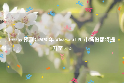 Canalys 预测：2025 年 Windows AI PC 市场份额将提升至 30%