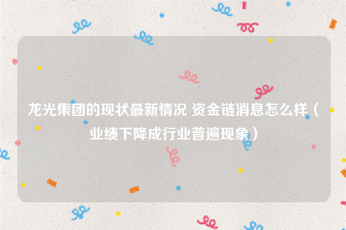 龙光集团的现状最新情况 资金链消息怎么样（业绩下降成行业普遍现象）