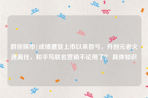 蔚你探市|成绩遭受上市以来首亏，开创元老火速离任，和平鸟联名营销不论用了？ 具体知识