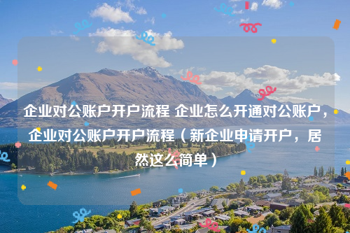 企业对公账户开户流程 企业怎么开通对公账户，企业对公账户开户流程（新企业申请开户，居然这么简单）