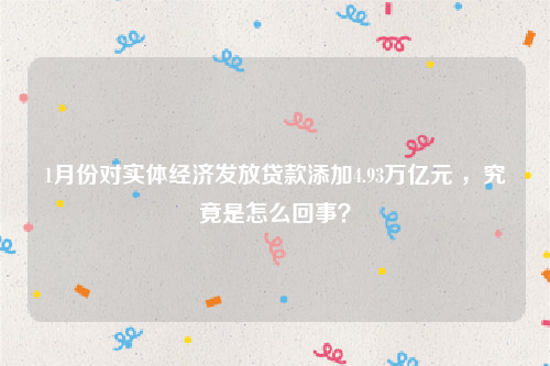 1月份对实体经济发放贷款添加4.93万亿元 ，究竟是怎么回事？