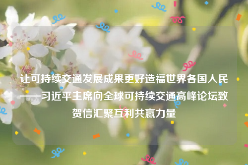 让可持续交通发展成果更好造福世界各国人民——习近平主席向全球可持续交通高峰论坛致贺信汇聚互利共赢力量