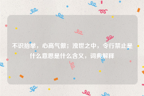 不识抬举，心高气傲；浊世之中，令行禁止是什么意思是什么含义，词典解释