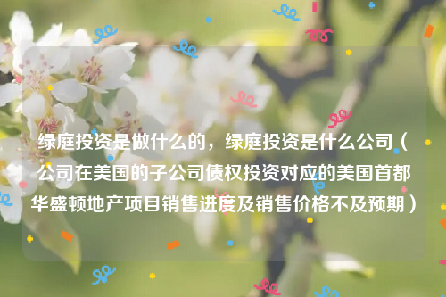 绿庭投资是做什么的，绿庭投资是什么公司（公司在美国的子公司债权投资对应的美国首都华盛顿地产项目销售进度及销售价格不及预期）