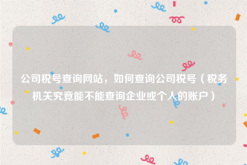 公司税号查询网站，如何查询公司税号（税务机关究竟能不能查询企业或个人的账户）