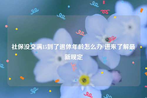 社保没交满15到了退休年龄怎么办 进来了解最新规定