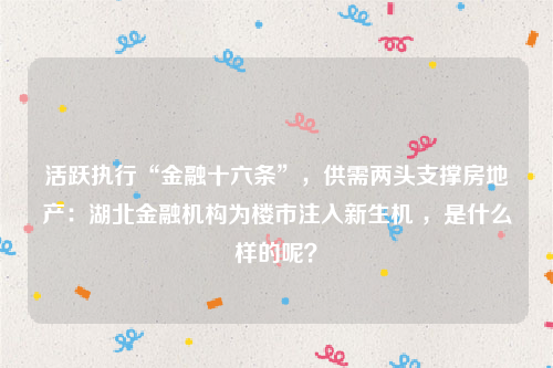 活跃执行“金融十六条”，供需两头支撑房地产：湖北金融机构为楼市注入新生机 ，是什么样的呢？