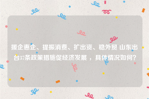 援企惠企、提振消费、扩出资、稳外贸 山东出台37条政策措施促经济发展 ，具体情况如何？