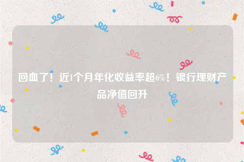 回血了！近1个月年化收益率超6%！银行理财产品净值回升