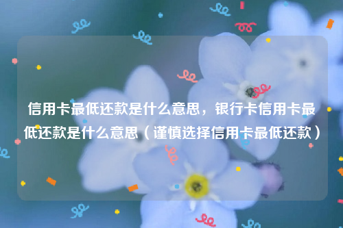 信用卡最低还款是什么意思，银行卡信用卡最低还款是什么意思（谨慎选择信用卡最低还款）