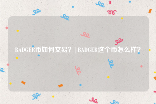 BADGER币如何交易？|BADGER这个币怎么样？