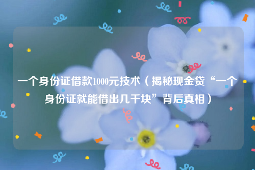 一个身份证借款1000元技术（揭秘现金贷“一个身份证就能借出几千块”背后真相）