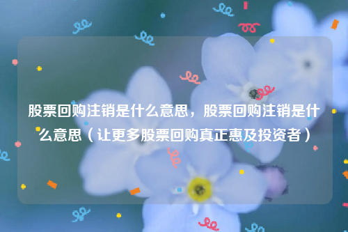 股票回购注销是什么意思，股票回购注销是什么意思（让更多股票回购真正惠及投资者）