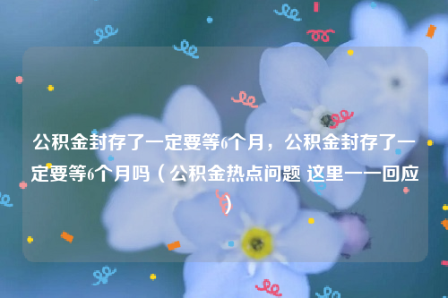 公积金封存了一定要等6个月，公积金封存了一定要等6个月吗（公积金热点问题 这里一一回应）