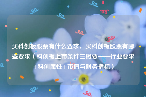 买科创板股票有什么要求，买科创板股票有哪些要求（科创板上市条件三概要——行业要求+科创属性+市值与财务指标）