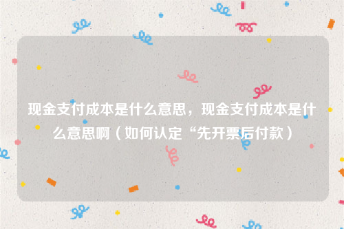 现金支付成本是什么意思，现金支付成本是什么意思啊（如何认定“先开票后付款）