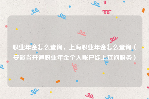 职业年金怎么查询，上海职业年金怎么查询（安徽省开通职业年金个人账户线上查询服务）