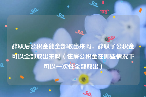 辞职后公积金能全部取出来吗，辞职了公积金可以全部取出来吗（住房公积金在哪些情况下可以一次性全部取出）