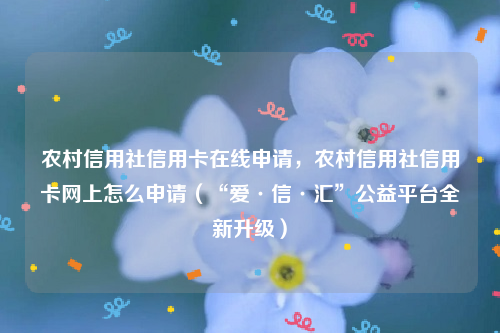 农村信用社信用卡在线申请，农村信用社信用卡网上怎么申请（“爱·信·汇”公益平台全新升级）